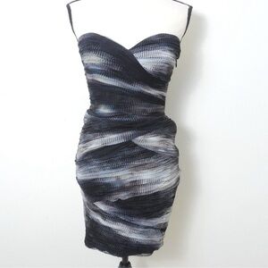BCBG Max Azria Black Gray Ombre Strapless Gathered Material Size 6 Dress
